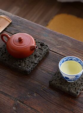 天然火山岩石壶托 火山石杯垫 养壶垫杯托茶托 隔热垫 茶垫石托垫