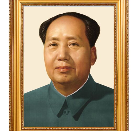 毛泽东画像摆件客厅壁画油画布挂像伟人挂画装饰金太阳有框墙画