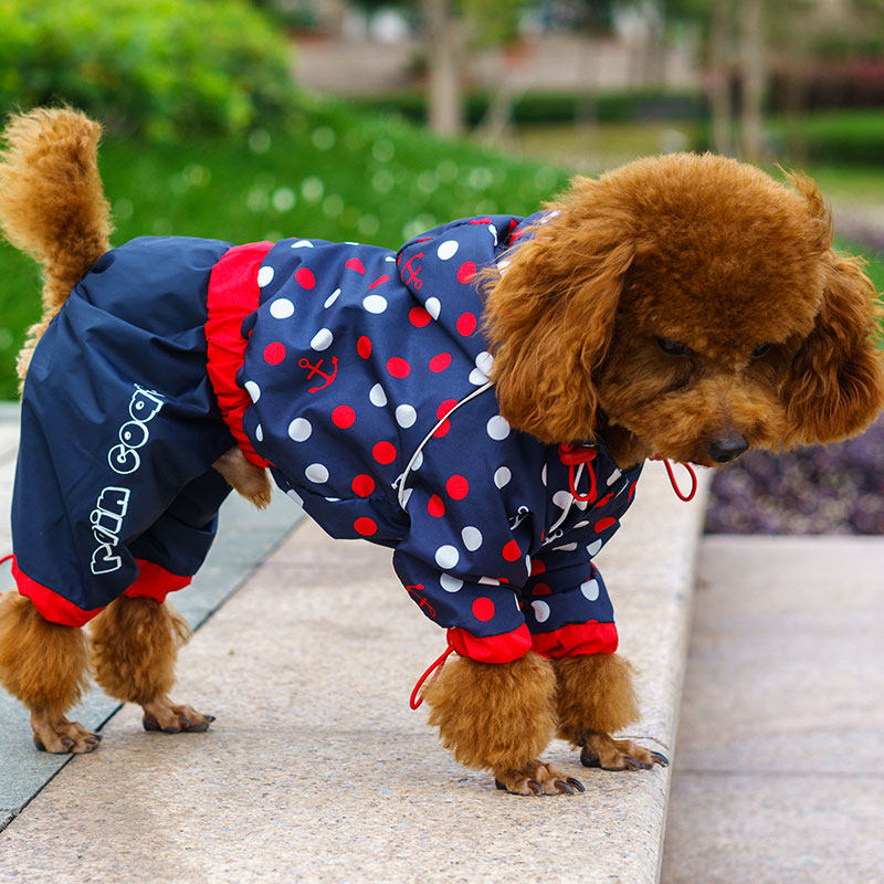 狗狗雨衣中型犬金毛泰迪雨衣 四脚款 防水宠物双层黑色雨衣小型犬