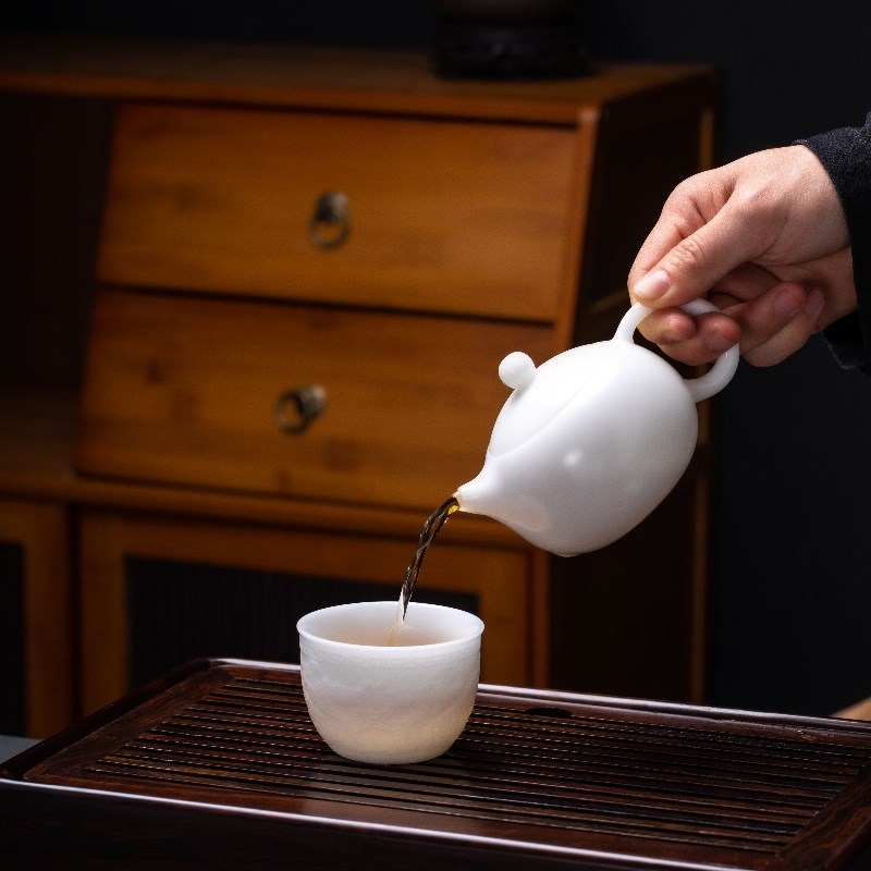 德化冰种羊脂玉瓷手工精密泡茶壶白瓷单壶素烧猪油白西施壶龙蛋壶