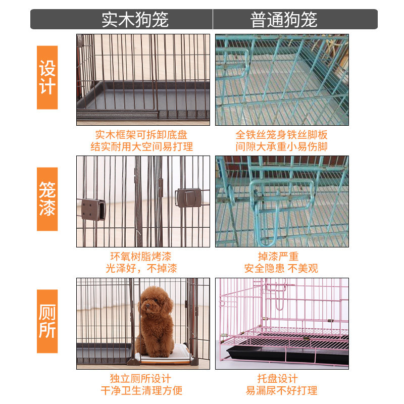 狗笼子带厕所狗窝小型中型大型犬特大号宠物室内围栏栅栏猫笼通用