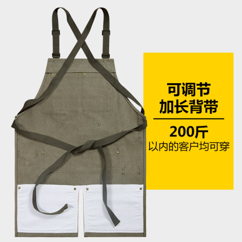 日式防水厚帆布围裙定制logo耐磨女园艺师木工手作男士牛仔工作服