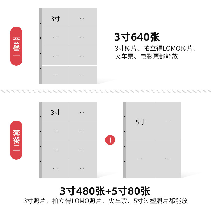 3寸640张大容量相册本拍立得LOMO照片情侣5寸插页式家庭影集