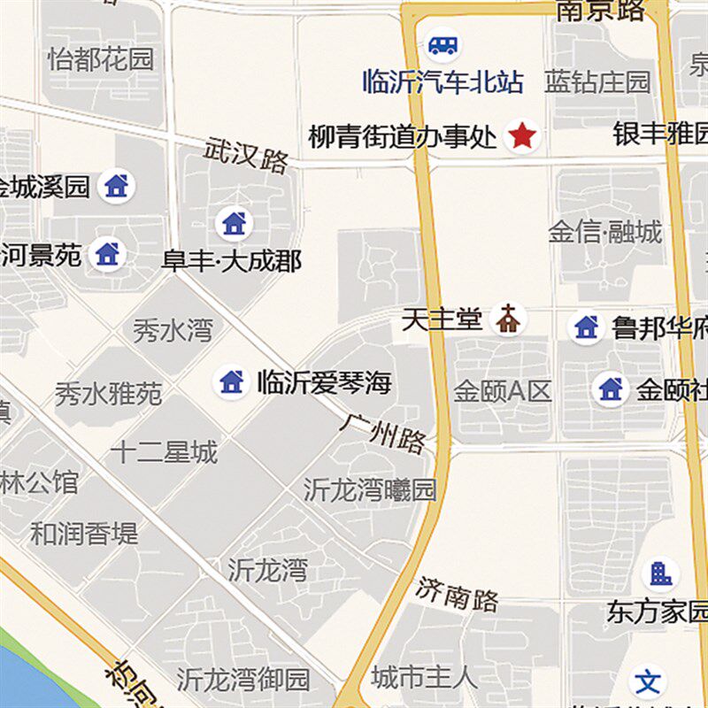 2022新款临沂市城区地图办公室挂图高清防水墙壁装饰实物推荐定制