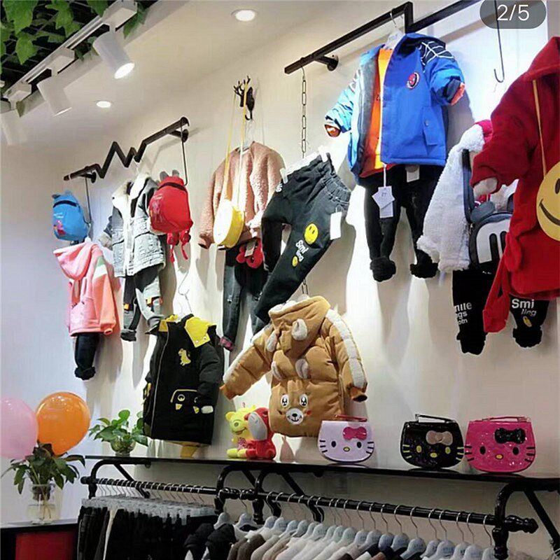 服装店展示架上墙女童装店铺装修货架墙面壁挂式简约挂衣架正侧挂