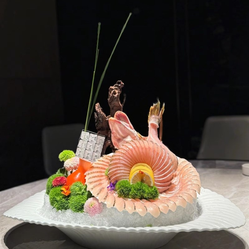 火锅陶瓷餐具刺身拼盘高端展示摆盘鱼雕三文鱼海鲜姿造装饰冰盘子