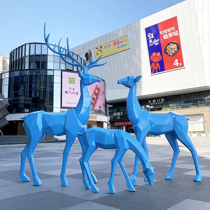 玻璃钢抽象几何梅花鹿雕塑户外公园林景观商场售楼部装饰动物摆件