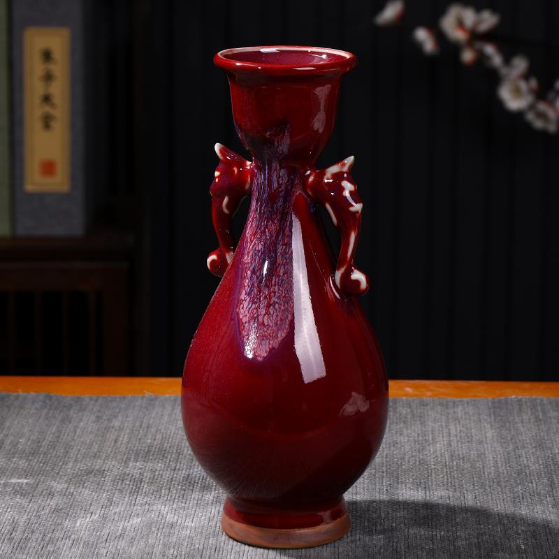 陶瓷新中式钧瓷花瓶客厅插花家居装饰品玄关博古架摆件花瓶