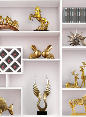 春节黄色轻奢家居装饰工艺品80后摆设创意酒柜办公室客厅桌面摆件