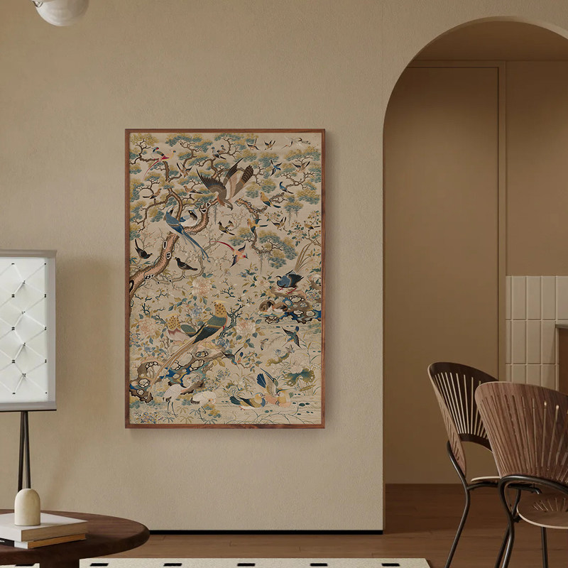 百鸟图  中古风装饰画高级感法式中国风复古典新中式花鸟吉祥挂画