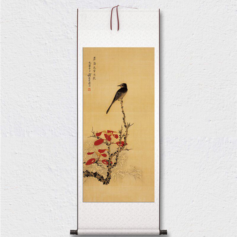 近代 谢稚柳 写意花鸟 国画立轴 客厅茶室 墙面装饰 微喷复制