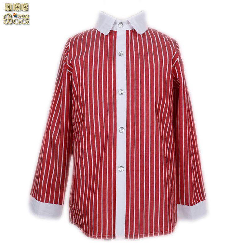 男童长袖白衬衫纯棉薄款中大童小学生校服儿童演出主持服白色衬衫