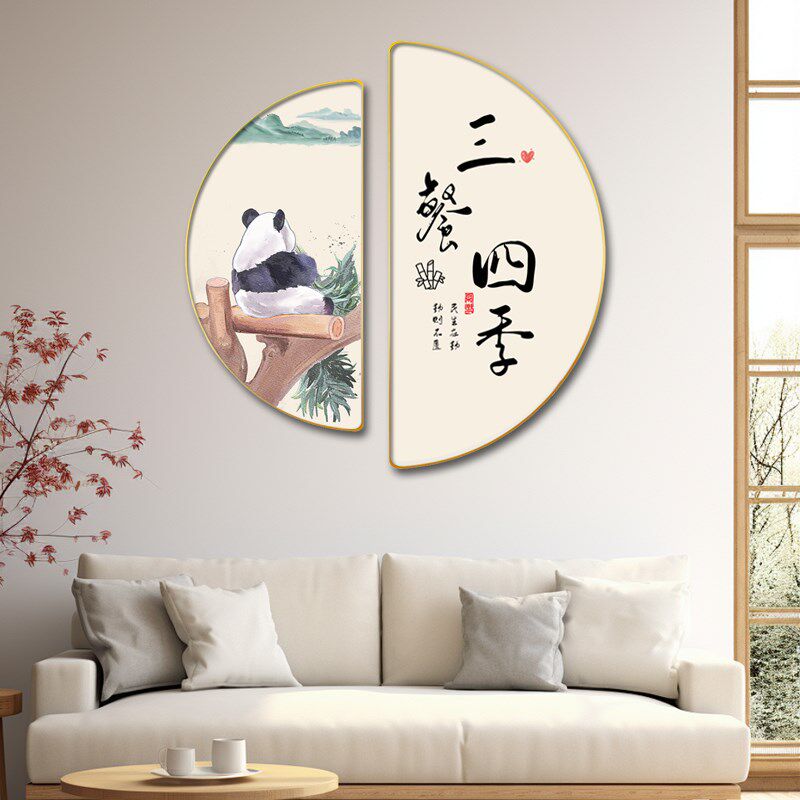新中式三餐四季餐厅墙上装饰画厨房歺厅餐桌边柜挂画饭店禅意壁画