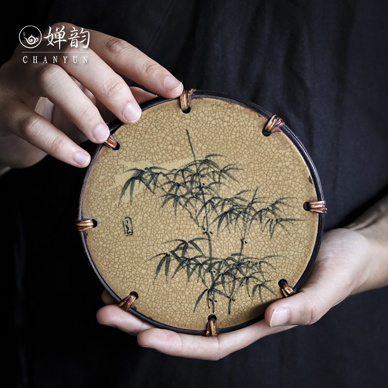 婵韵溪元茶事壶承青竹松影藤圆栖游壶承茶承复古茶具配件小田甄选
