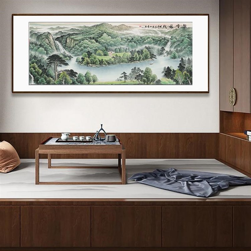 聚宝福地国画山水画客厅办公室挂画聚宝盆招财客厅装饰画鸿运当头