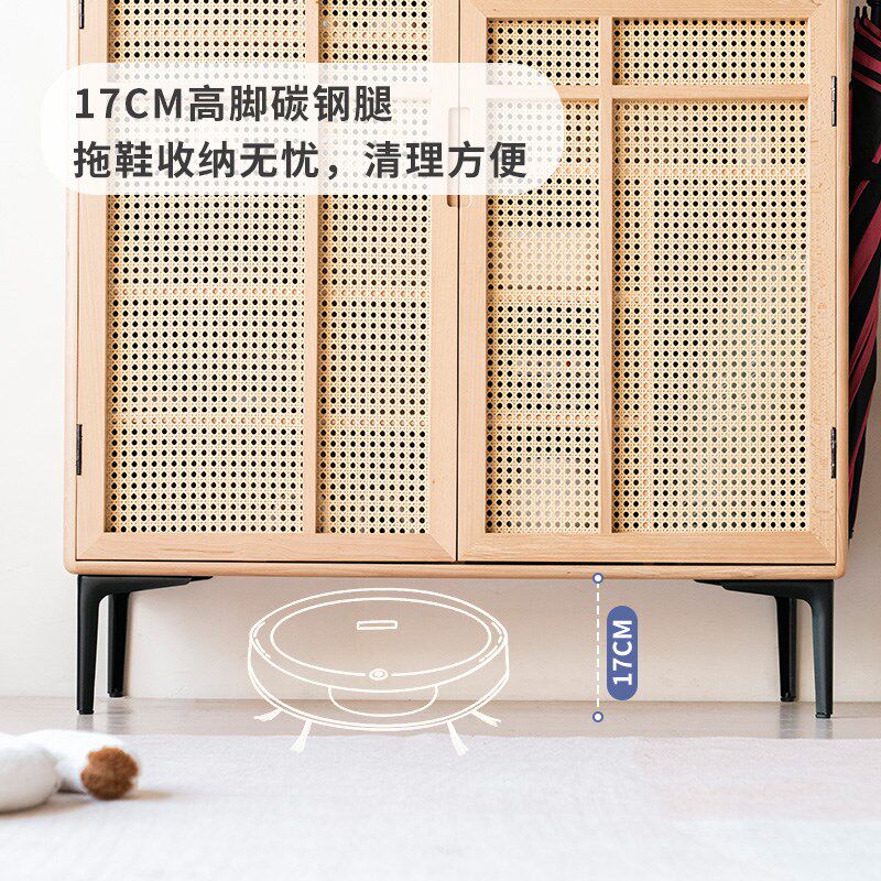 2025年新款实木鞋柜家用门口玄关门厅柜藤编收纳柜入户鞋架榉木