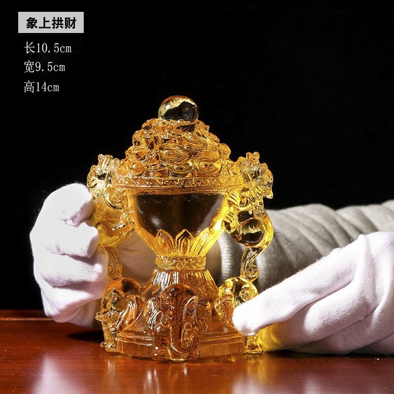 象上拱财琉璃摆件客厅书房玄关家居摆设工艺品新房装饰品大象