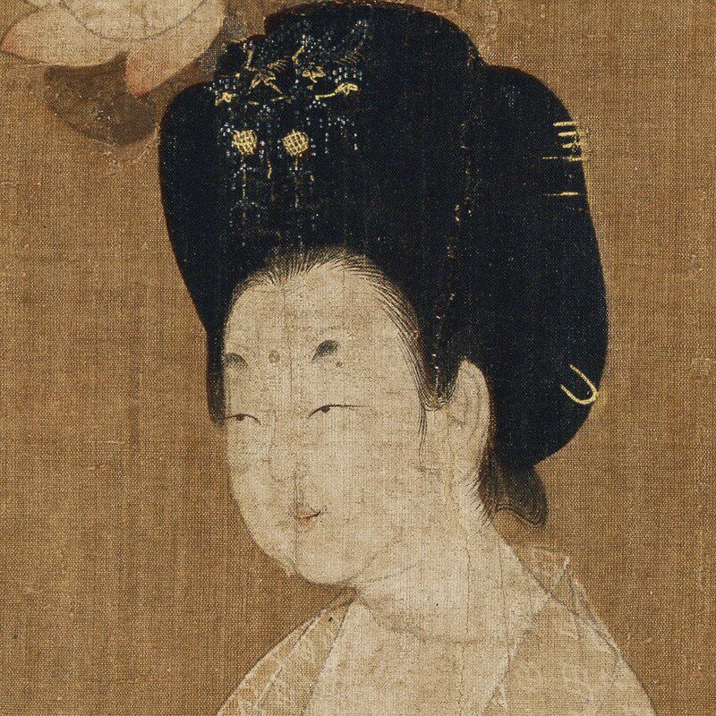 周昉簪花仕女图卷高清微喷中国十大名画临摹绢布画稿工笔人物画范