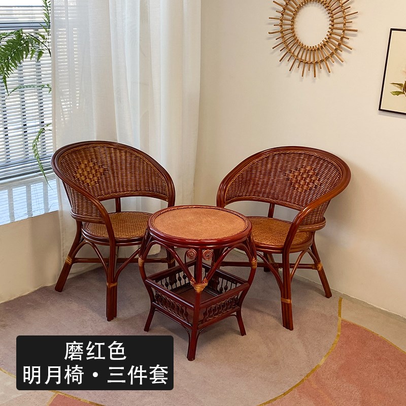 藤木年华真藤休闲椅藤编老人椅阳台庭院纯手工藤编家具餐椅学习椅