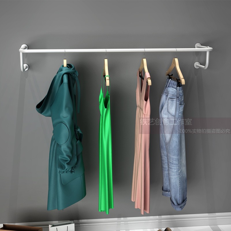 女装店服装店衣架展示架金色服装架货架上墙 装饰壁挂式挂衣服架