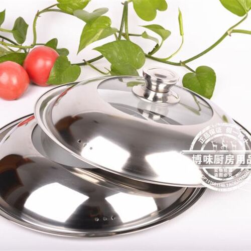 可视锅盖 炒锅蒸锅多用锅盖24cm40cm不锈钢镶钢化玻璃组合锅盖
