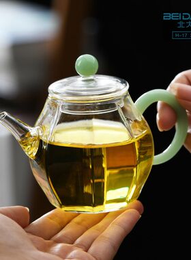 北大史瓜棱形玻璃小茶壶加厚耐热迷你泡茶壶精致个人功夫茶具单壶