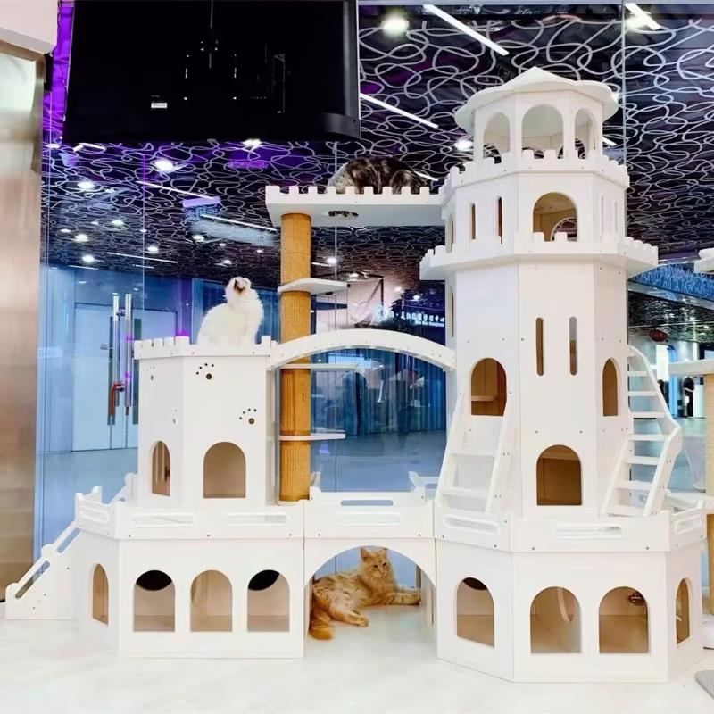 猫咪别墅猫抓板剑麻柱猫屋一体大型城堡模型展架猫咖店铺商场落地