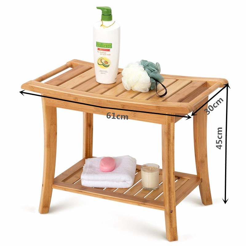 洗澡凳浴室凳子 加厚楠竹实木化妆室防水防滑淋浴凳 换鞋凳置物凳