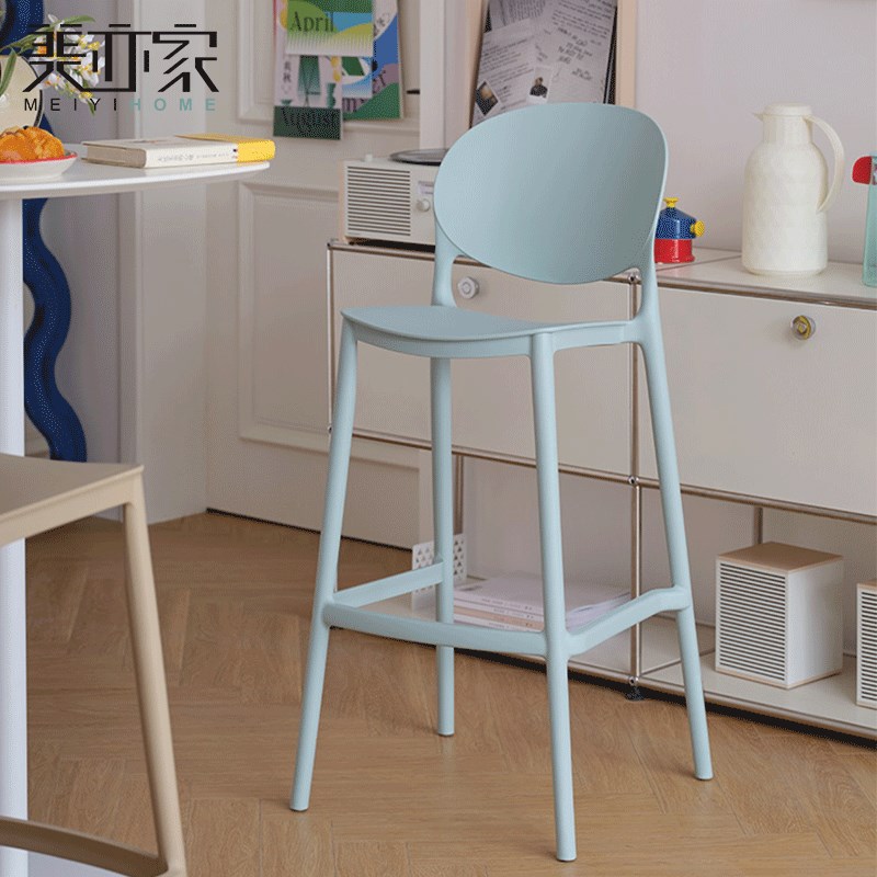 北欧塑料吧椅户外彩色吧台凳子简约酒吧椅设计师高脚椅家用岛台椅