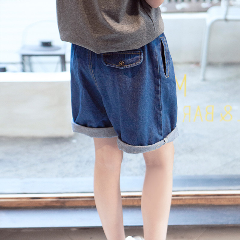 女童牛仔短裤2023夏装新款中大童洋气宽松薄款外穿阔腿五分裤裤子