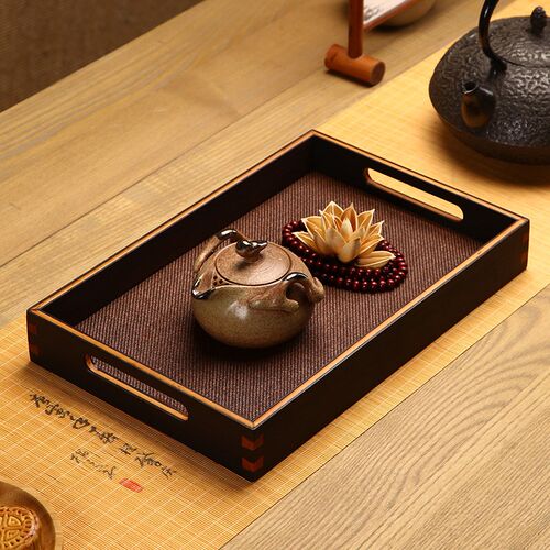 竹制茶盘托盘茶杯架茶壶架竹席面托盘干炮台藤面小茶台功夫茶具