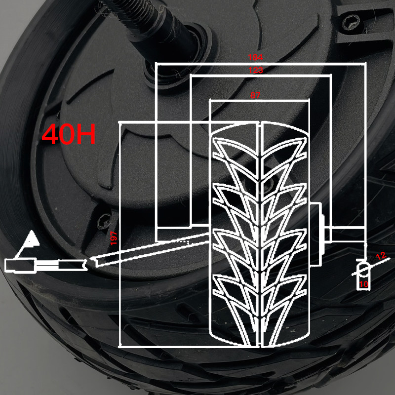 8寸电机碟刹轮毂电机滑板车改装套件48V450W轮毂电机200x90实心胎