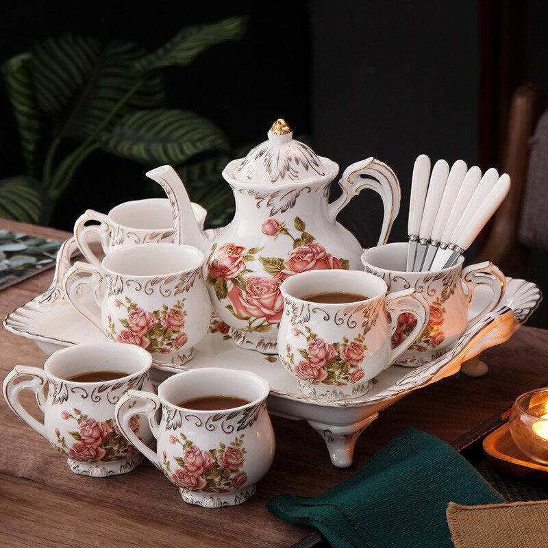 下午茶茶具套装英式陶瓷家用茶杯客厅带托盘欧式水杯咖啡杯具套装