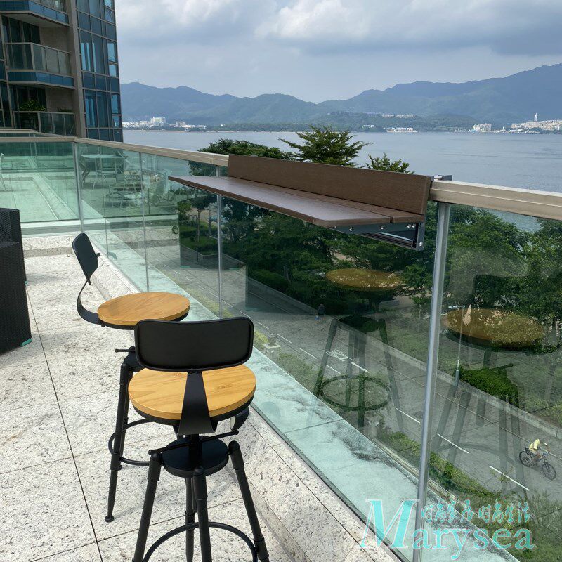 阳台栏杆挂桌可折叠吧台桌户外休闲桌子观景茶桌护栏悬挂桌折叠桌