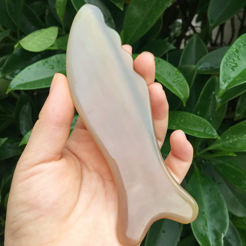 手工加厚老白水牛角面部身体刮痧板 多功能刮痧片