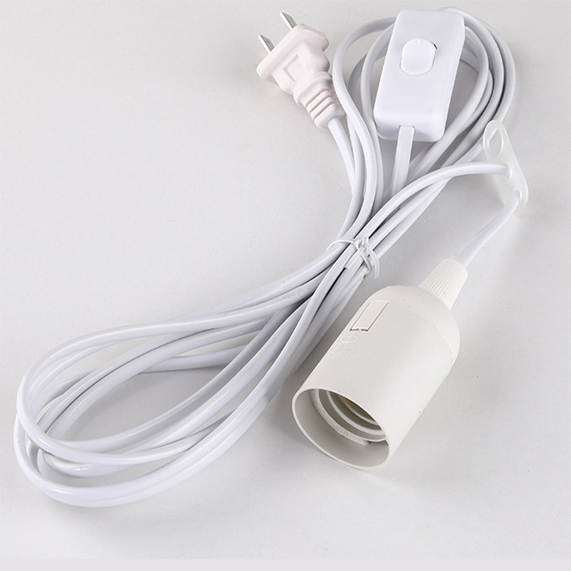 加长灯座线E14e27家装螺口带开关LED盐灯悬吊卡簧台灯座专用插头