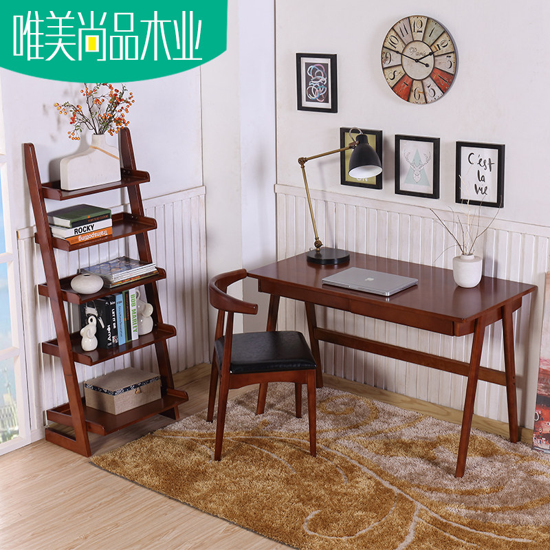 北欧实木书桌简约家用学生宿舍办公桌木质原木经济型台式电脑桌子