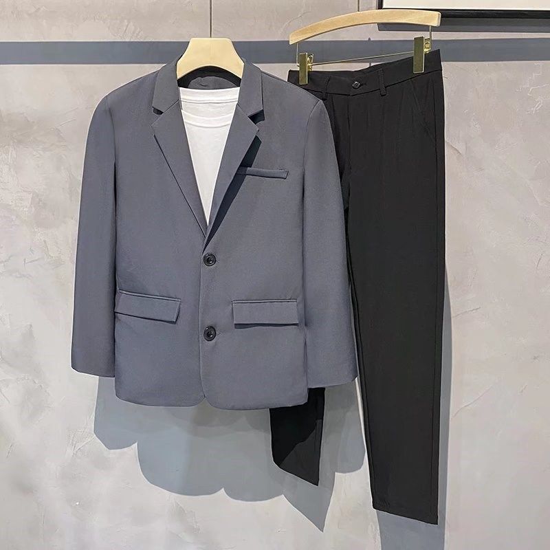 小西装外套男春季免烫垂感商务正装一套休闲百搭潮西服套装两件套