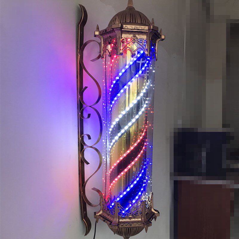 美发转灯LED理发店户外防水转灯美容发廊复古欧式圆形挂墙壁灯箱