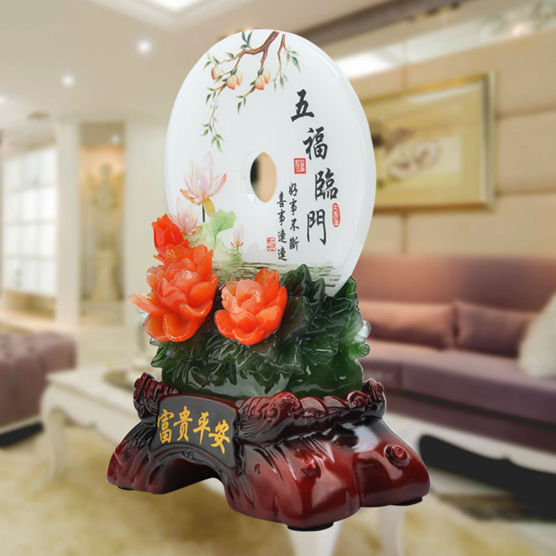 新中式平安扣新房子客厅电视柜酒柜家居装饰品入户门口摆件工艺品