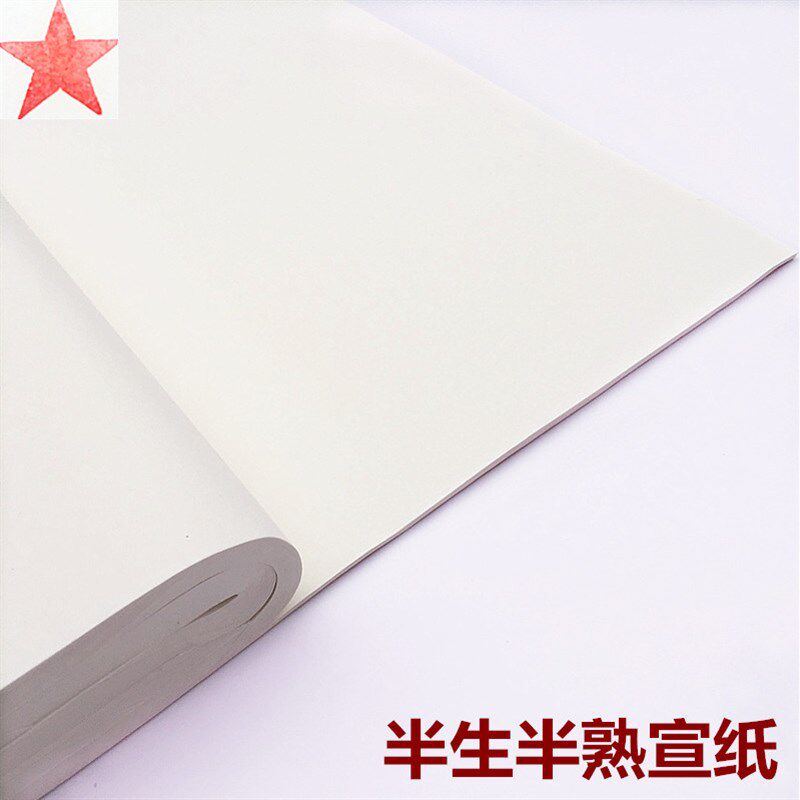 四尺半生半熟宣纸岗岭国画书法专用毛笔字练习临摹文房四宝包邮批