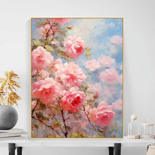 牡丹花diy数字油画填充填色油彩画无聊手作解闷手工油彩画丙烯画