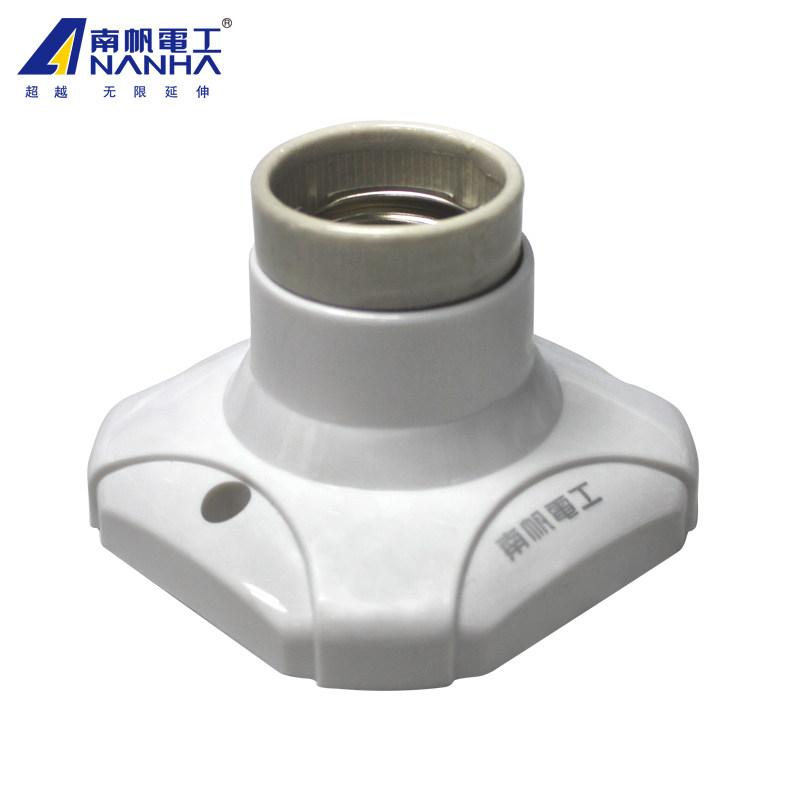 南帆C-002 灯座瓷头螺口平灯座底座方形 E27罗口灯口陶瓷灯座灯头图片