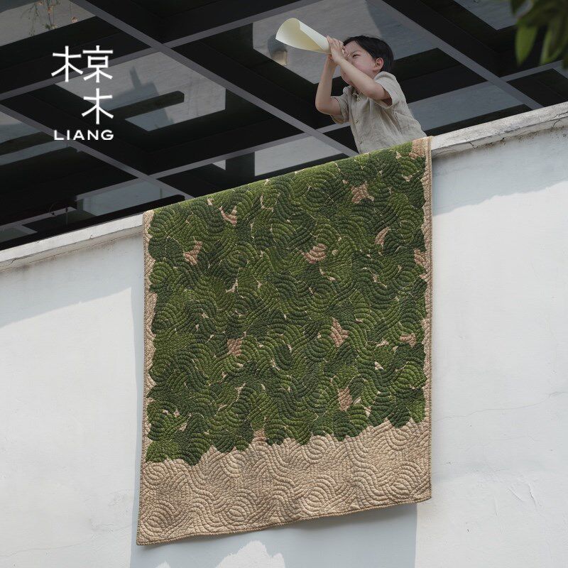 【新品】椋木树叶绗缝被家居披肩毯子可机洗送小鸟收纳包户外可携