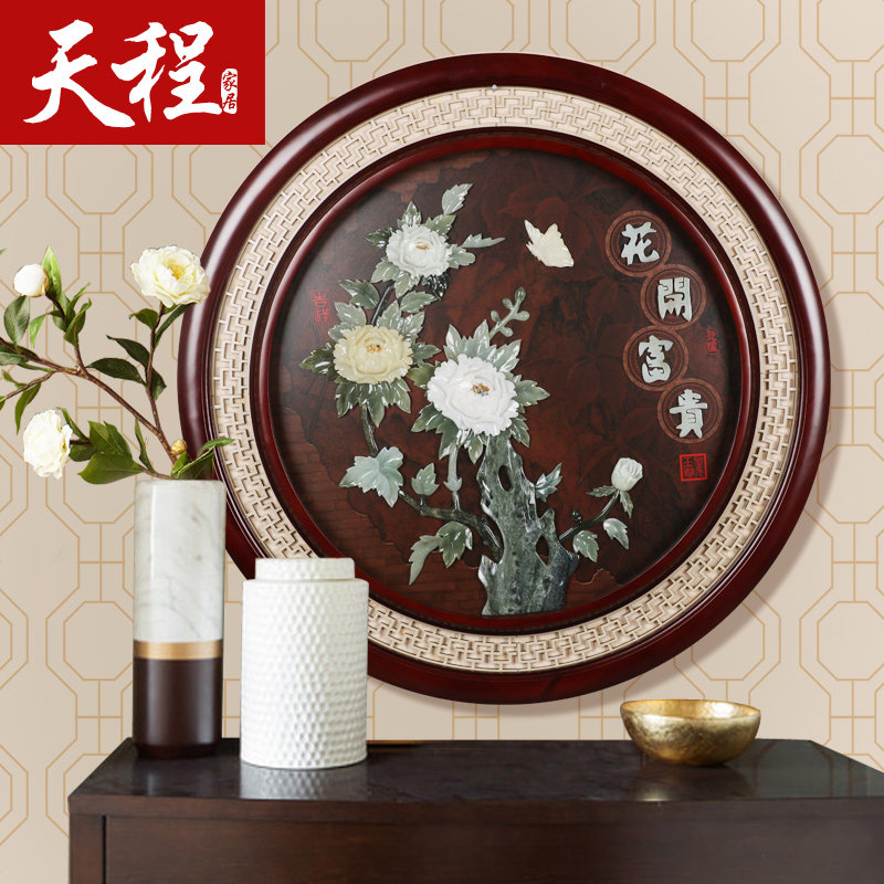 玉石画玉雕挂画 客厅 餐厅 装饰走廊餐厅玄关挂画实木木雕装饰画