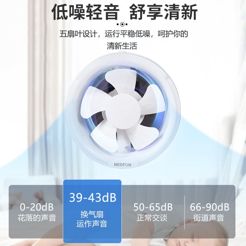 绿岛风强力家用圆形排气扇6/8寸玻璃窗墙壁式换气扇卫生间排风扇