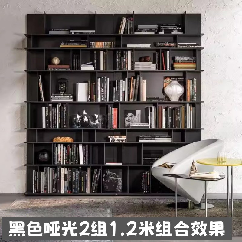 意式烤漆书架书柜实木书房置物架创意挂壁落地书柜满墙装饰柜包邮