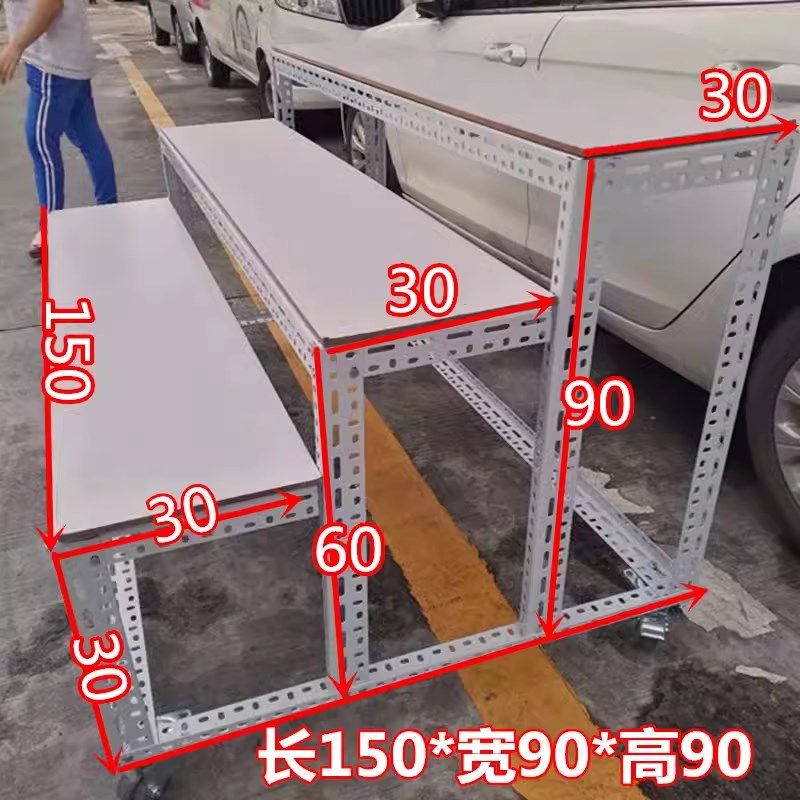 带轮梯形货架台阶式角钢拆装移动展示架可定做多层户外展会礼品架
