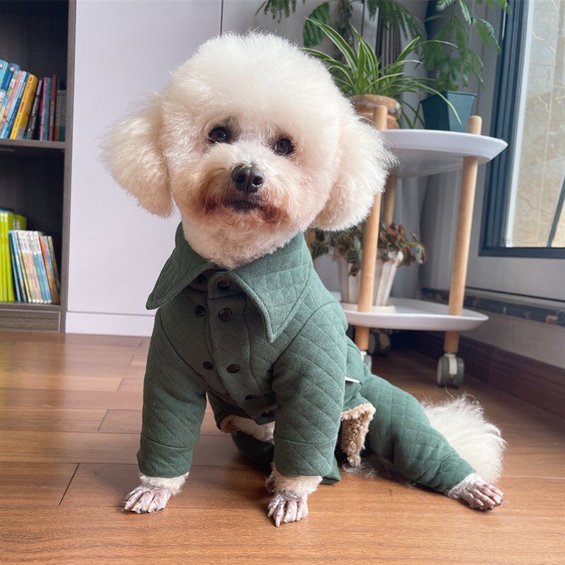 狗狗加厚冬装保暖棉衣泰迪比熊雪纳瑞猫咪中小犬羊羔绒双排扣大衣