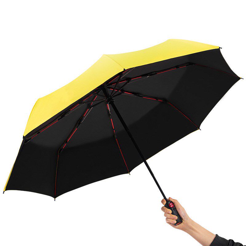 红色碳纤维骨架雨伞男士抗风暴遮阳伞折叠添奇全自动防晒八骨黑胶
